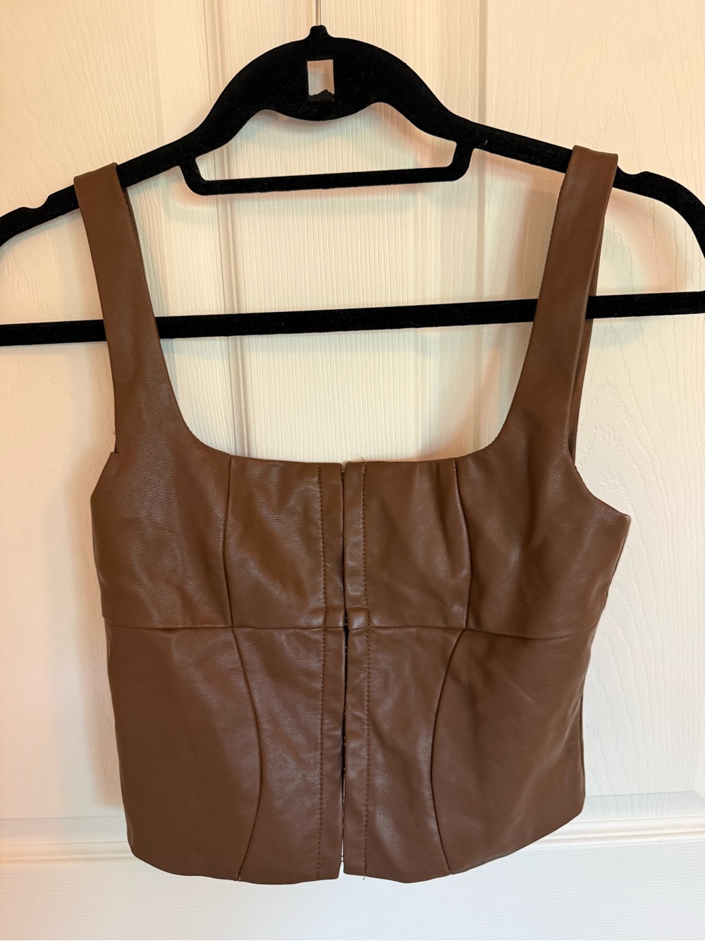 Edikted Women’s Faux Leather Brown Corset Top - Size S - Picture 2 of 6